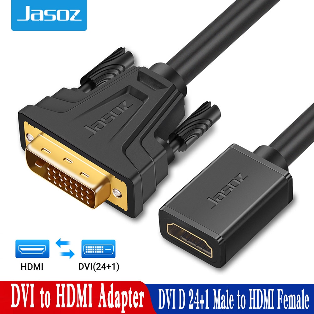 Jasoz-DVI-HDMI   DVI D 24 + 1 Male-HDMI Female ̺, Ŀ ȯ,  HDMI-DVI